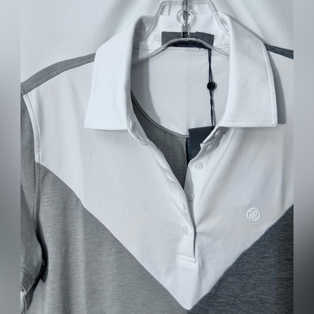 NWT G/FORE Color Block V Melange Tech Jersey Golf Polo Shirt Size Small - Picture 9 of 16